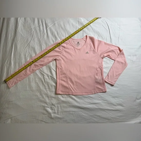 Adidas Pink Long Sleeve Performance Top Lightweight Running Activewear Shirt Med - Picture 10 of 10